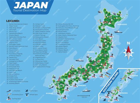 Premium Vector | Japan tourist destination map with details
