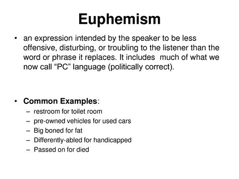 Examples Of Sentences Euphemism at Susie Branch blog