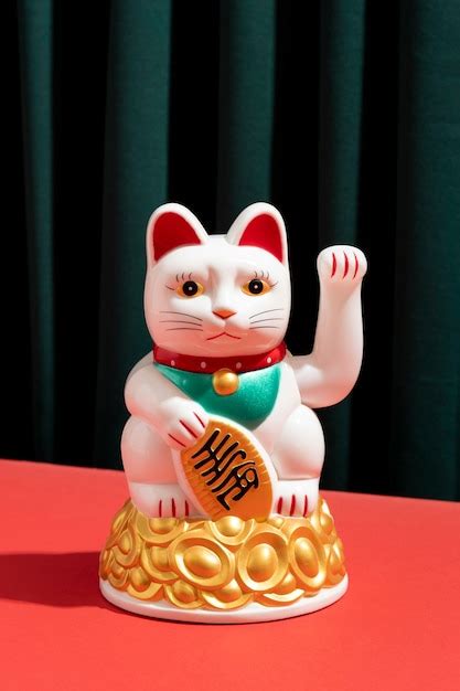 Cute lucky cat with paw up | Premium Photo
