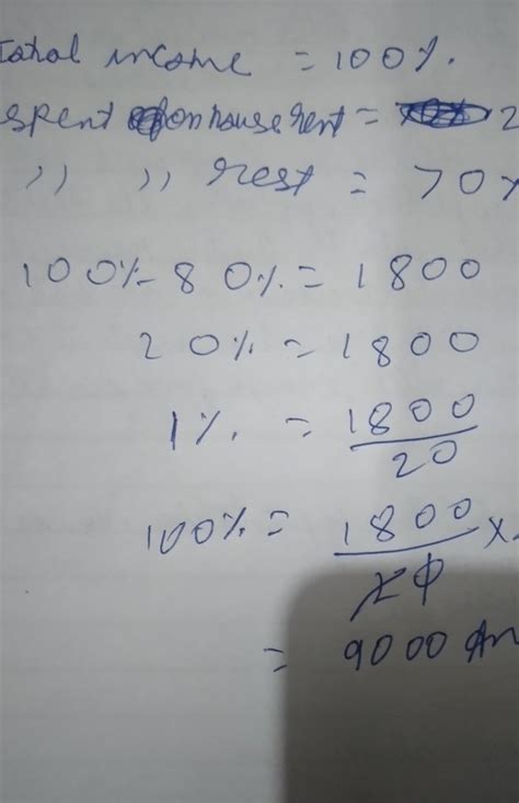Out of his total income, Hamza spend 20 % on house rent and 70 % of the ...