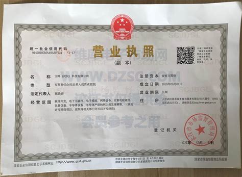 武汉梅宇仪器公司营业执照(经营许可证)-武汉市梅宇仪器有限公司