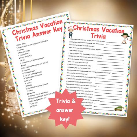 Christmas Vacation Trivia, Holiday Trivia Games Printable, Christmas ...