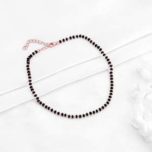 GIVA 925 Silver Rose Gold Classic Black Bead Anklet for Women Sterling ...