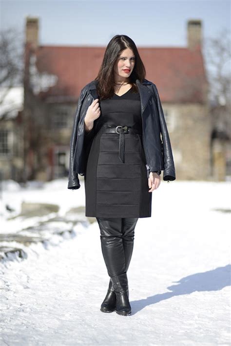 dress, leather, curvy, plus size, clementine desseaux, plus size dress, model, all black ...