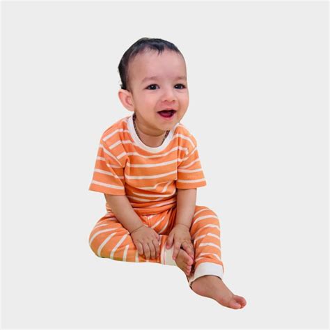 Half Sleeves Unisex Co-ord Set | Orange Stripes – orangesugar