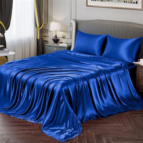 Amazon.com: Vonty Satin Sheets Twin Silky Soft Satin Bed Sheets Royal ...