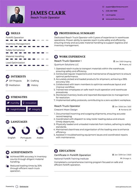 10+ Reach Truck Operator Resume Samples & Templates for 2025