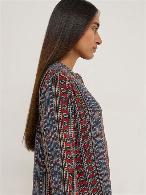 Buy Utsa Red Striped A-Line Kurta from Westside