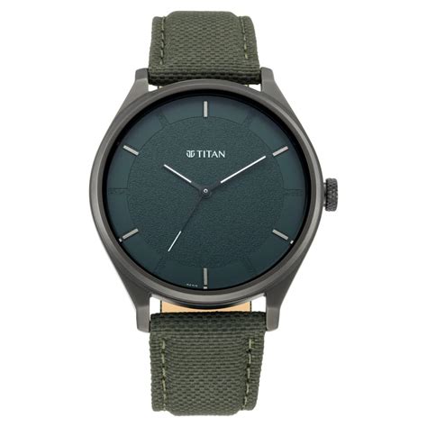 Titanworkwear Quartz Analog Hunter Green Dial Olive Green Leather Strap ...