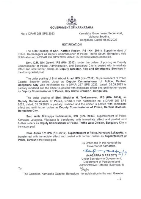 IPS OFFICERS Transfer Revised Order dated 05-09-2023 | JNYANABHANDAR