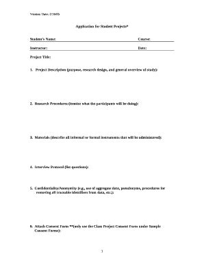 Application for Student Projects* Doc Template | pdfFiller