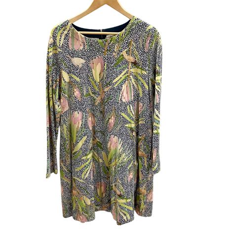 Dana Kinter + Gorman Womens Size 14 Dress Blue / Green / White / Yellow (s)