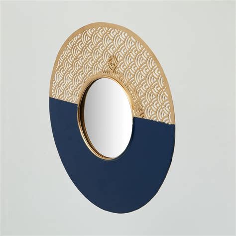 Buy Get The Look Velvetica Blue and Gold Round Metal Decorative Mirror ...