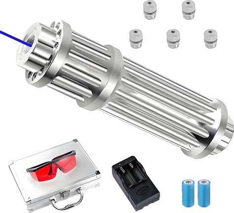 GDSZJLJ High Power Blue Flashlight, USB Rechargeable Long Range ...