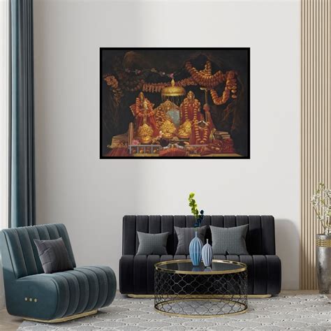 "Mata Vaishno Devi": Brown Oil Painting (48x36) by Kamal Rao – ArtZolo.com