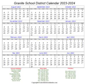 Granite School District Calendar 2023-2024 School District Calendars