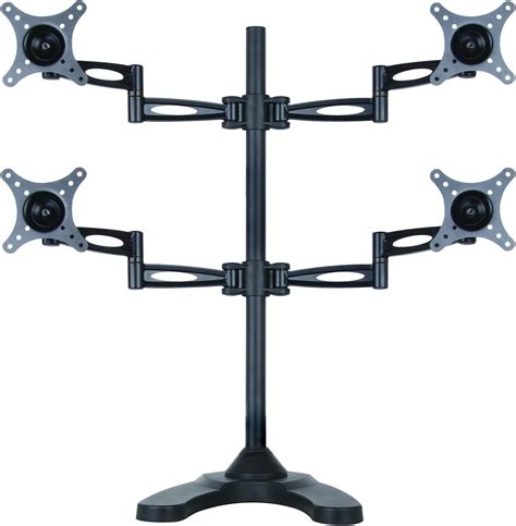 Rife Quad Monitor Stand, Height Adjustable Heavy Duty Monitor Desk Free ...