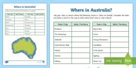 Australia's Natural Location Reading Comprehension Worksheet