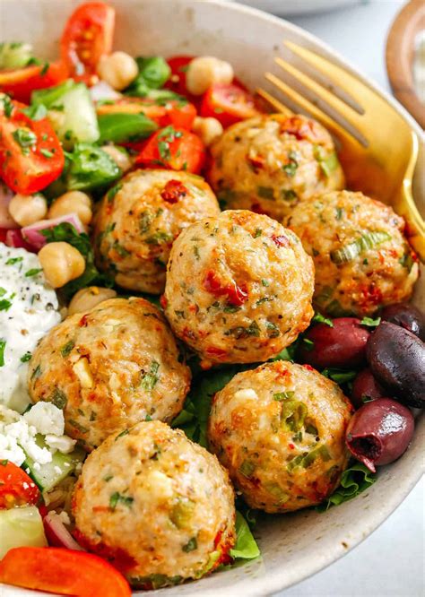 Mediterranean Chicken Meatballs - Eat Yourself Skinny