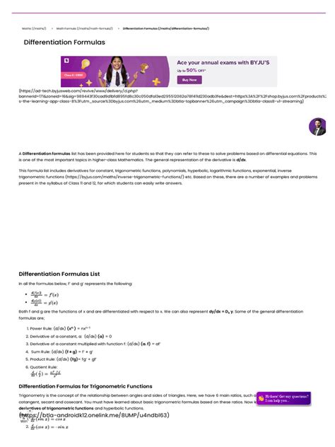 Image result for Derivative Formulas