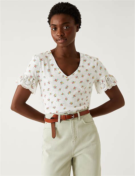 Buy Pure Cotton Printed Top at Marks & Spencer