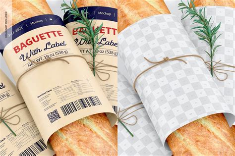 Baguettes with label mockup, close up | Premium PSD