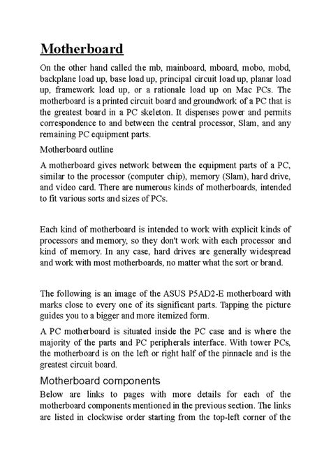 Motherboard - Motherboard On the other hand called the mb, mainboard ...