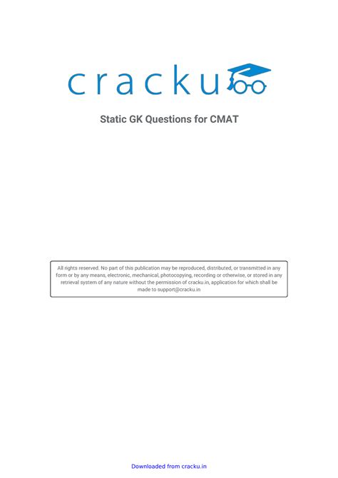 Static GK Questions for CMAT - No part of this publication may be ...