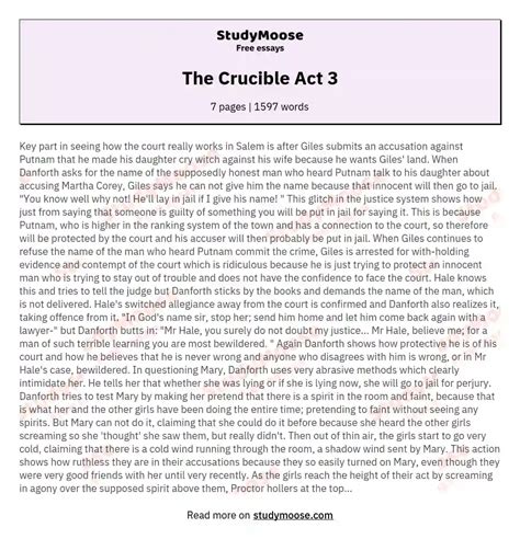 The Crucible Act 3 Free Essay Example