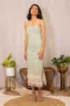 Buy Off White Cotton Tassels Square Neck Flora Hand Block Print Maxi ...