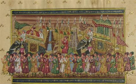 "Majestic Ride Mughal Painting": Green Mughal Traditional_Art by ...