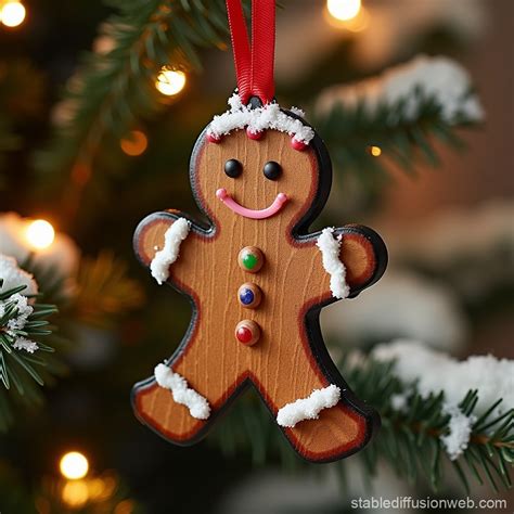 Whimsical Gingerbread Man Christmas Ornament | Stable Diffusion Online