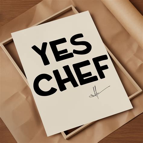 Yes Chef Poster Print Cute Kitchen Wall Art Typography Print Mid ...