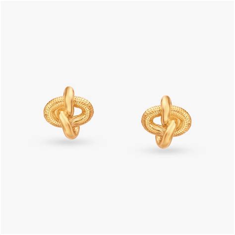 Knotted Gold Stud Earrings