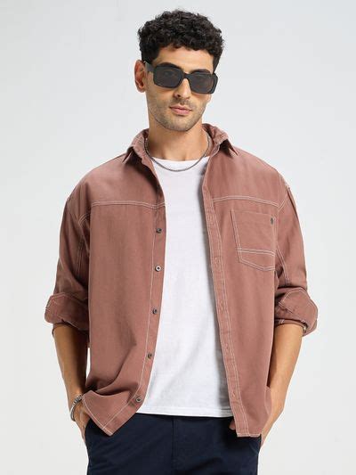 Buy Mauve Contrast Stitch Shirt for Men Online in India -Beyoung