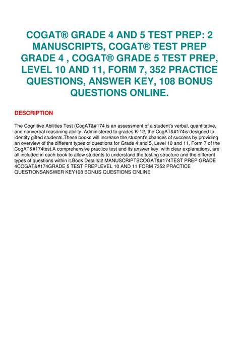 PPT - PDF/READ COGAT® GRADE 4 AND 5 TEST PREP: 2 MANUSCRIPTS, COGAT ...