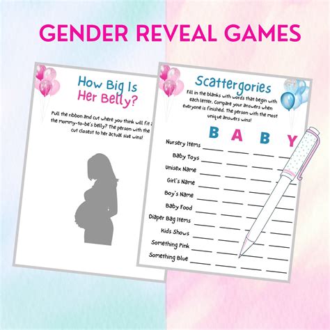 25 Gender Reveal Games Printable Gender Reveal Party Games - Etsy