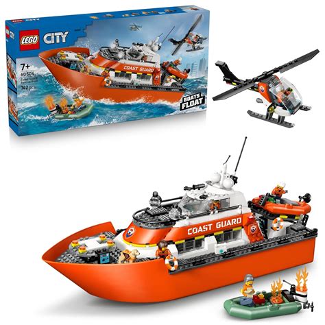 LEGO City Coast Guard Rescue Boat & Helicopter - Pretend Play Set ...