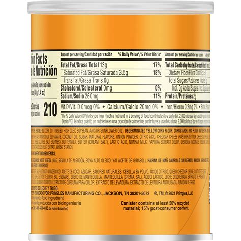 Pringles Nutrition Facts Label