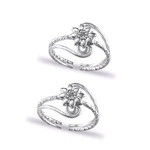 TARAASH 925 Sterling Silver Floral Toe Ring | Pure Chandi Bichiya ...