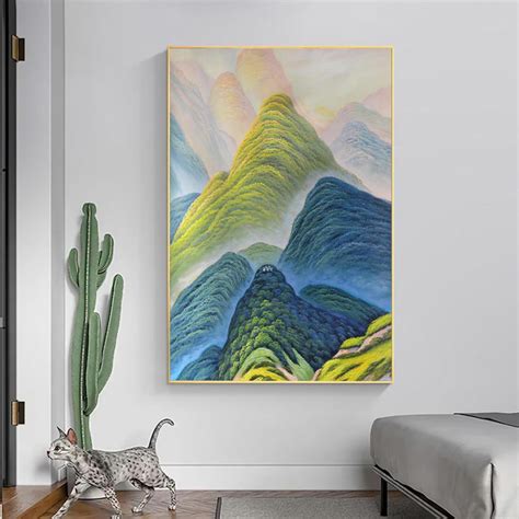 Canvas Painting Colorful Nordic Mountain Field Framed Decorative Wall ...
