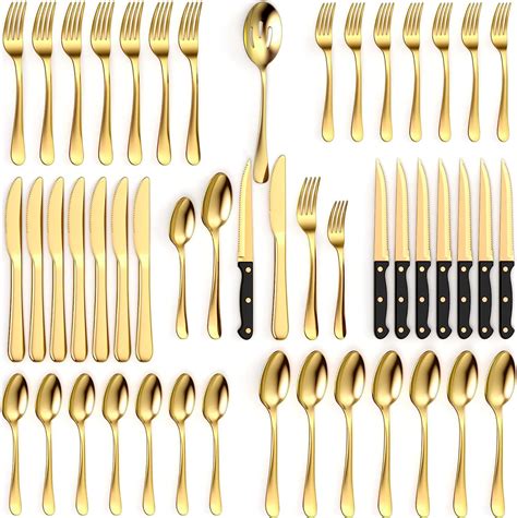 Amazon.com | Golden Stainless Steel Cutlery Set - Elegant 24-Piece ...