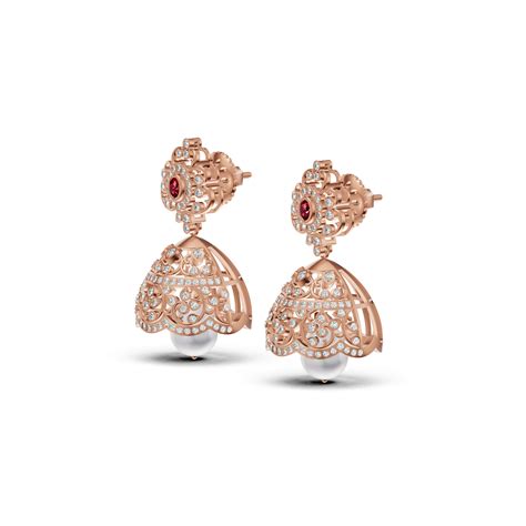 Royal Ruby Diamond Jhumka Earrings | Wondr Diamonds