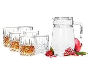 Buy Homecart Drinkware Water Jug with Glass Crystal Glass Lemon Set | 1 ...