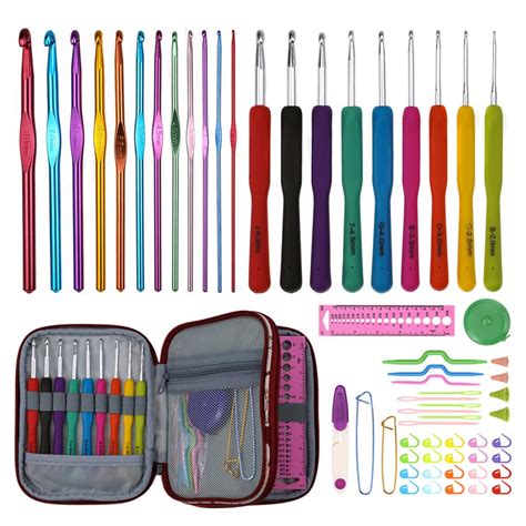 Katech Crochet Hooks Kit with Deer Pattern Storage Case, 60 pcs ...