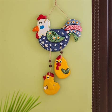 Buy ExclusiveLane Birds 'Rooster & Chicks' Handmade & Handpainted ...