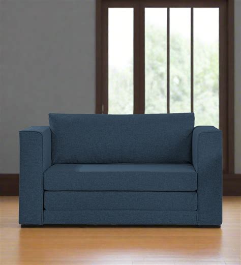 Kenia Fabric 2 Seater Foldable Sofa Cum Bed In Light Blue Colour