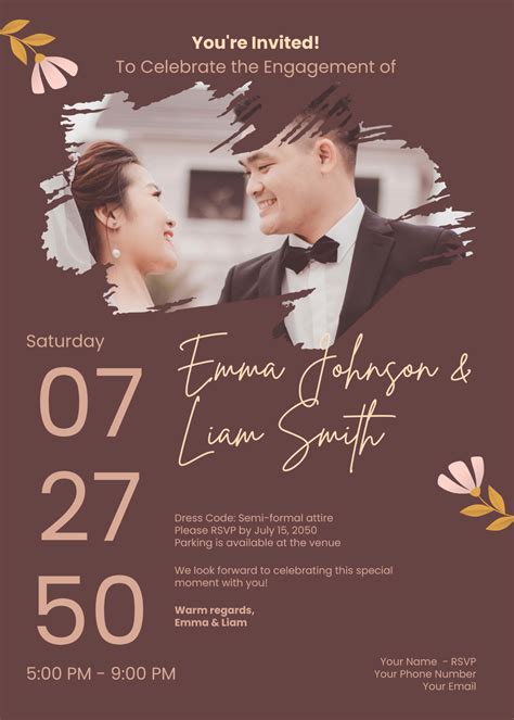 Free Engagement Party Invitation With Photo Template to Edit Online