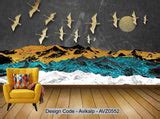 Avikalp Exclusive AVZ0552 Modern Creative Texture Gold Foil Landscape ...