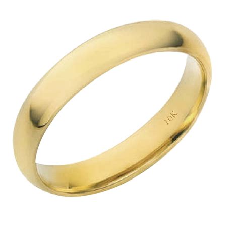 10K Solid Yellow Gold Thin 4mm Plain Unisex Wedding Band Ring - Walmart.com